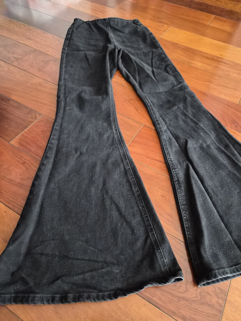 Forever 21 Black High Rise Elastic Waist Flare Pants - Size XS - Picture 7 of 14